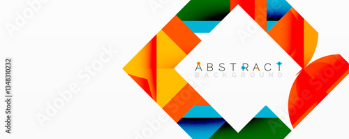 Abstract geometric artwork with interwoven angular and curved shapes, dynamic composition with smooth gradients and bold contrasts