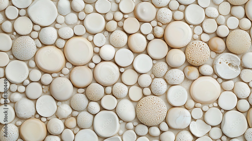 A textured arrangement of various circular shapes in neutral tones, creating a visually appealing pattern reminiscent of natural elements. A textured arrangement of various circular shapes in neutral tones, creating a visually appealing pattern reminiscent of natural elements.