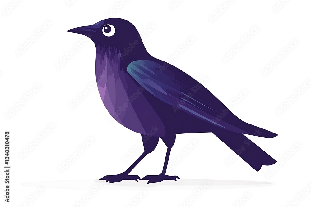 Obraz premium Profile view of a stylized purple bird