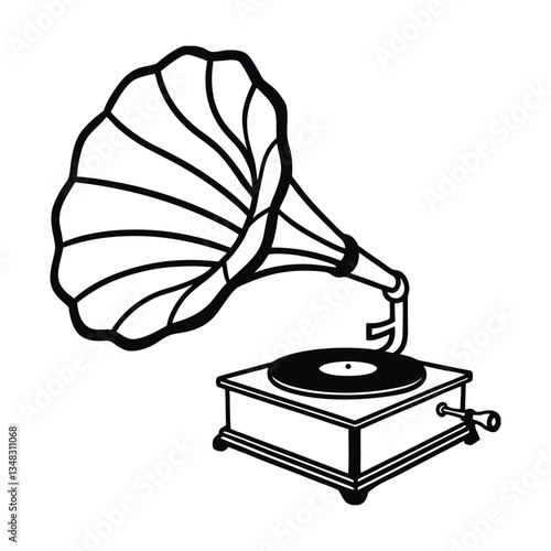 vintage gramophone with vinyl record