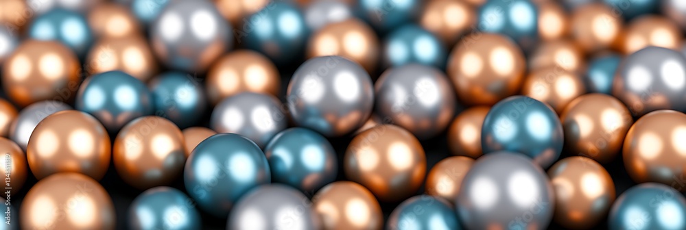 A vibrant arrangement of colorful, glossy spheres in shades of blue, silver, and bronze, creating an aesthetically pleasing pattern. A vibrant arrangement of colorful, glossy spheres in shades of blue, silver, and bronze, creating an aesthetically pleasing pattern.
