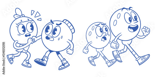 Vector logo design template and graphic element for advertising, branding, posters and banners, funny cartoon illustration with smiling characters and mascots, friends