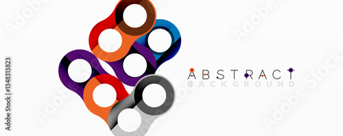 Abstract circle element composition with overlapping circular and tubular shapes featuring smooth gradients, transparency effects, and dynamic layering
