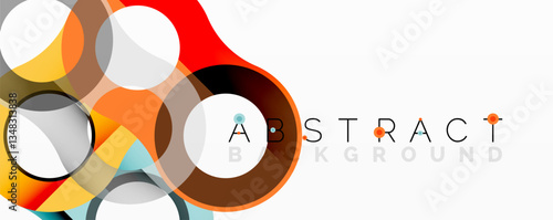 Abstract geometric pattern with interlocking circular and tubular shapes featuring smooth gradients, sharp contrasts, and dynamic layering