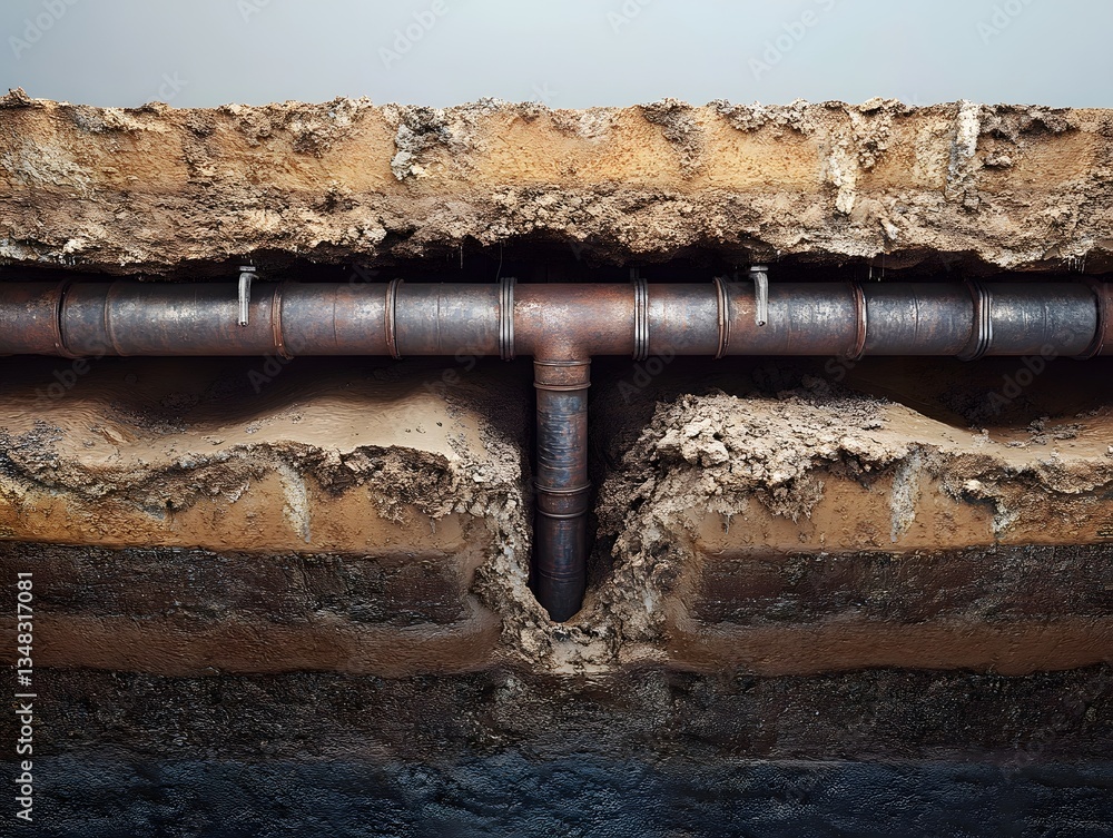 custom made wallpaper toronto digitalCross-section of an underground water pipe network with detailed soil layers and infrastructure
