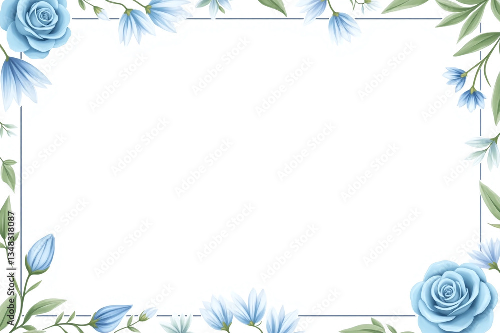 blue and white floral border on a white background blue and white floral border on a white background