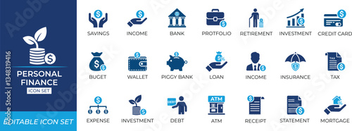 Personal finance icon set.