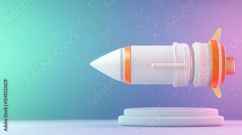 Rocket Launch Concept in Minimalist Space Background