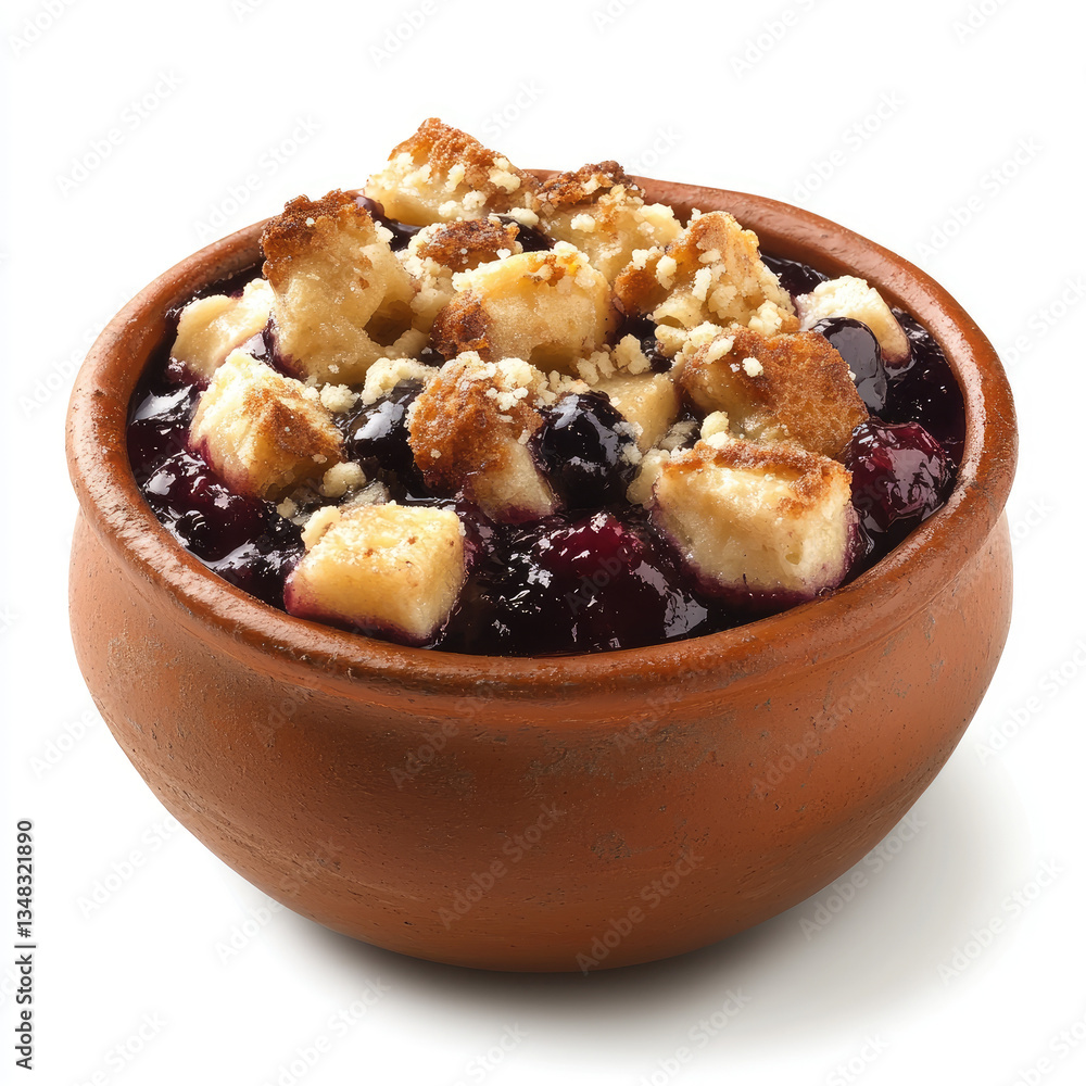 Blueberry crumble dessert in rustic bowl. Blueberry crumble dessert in rustic bowl.