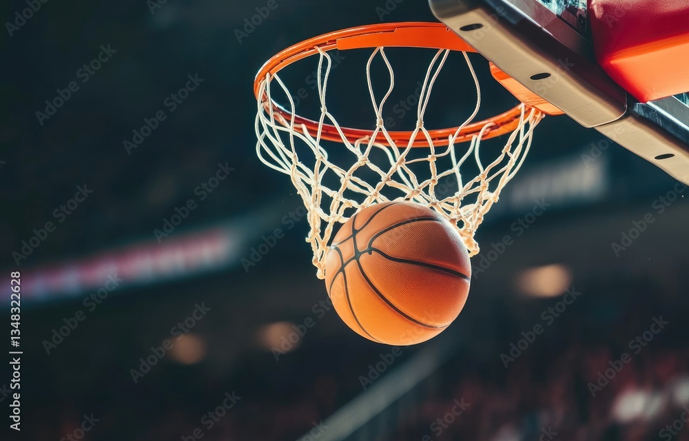 Fototapeta premium Basketball swishing through the net