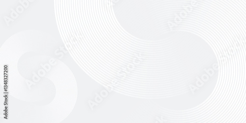 Abstract white glowing geometric lines on gray background. Modern shiny blue circle lines pattern. Futuristic technology concept. Suit for cover, poster, banner, brochure, header, website vector