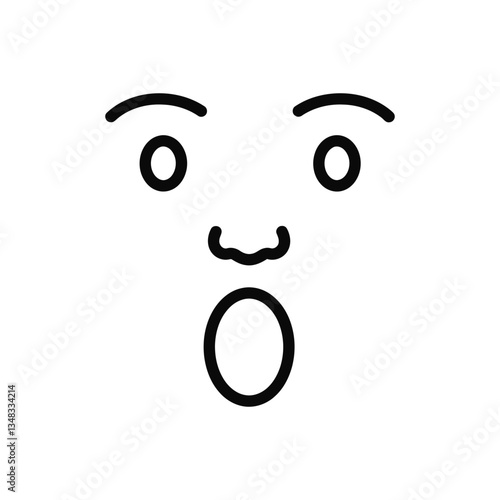 Surprised Face with Open Mouth (Unique Mouth Shape) Vector Illustration