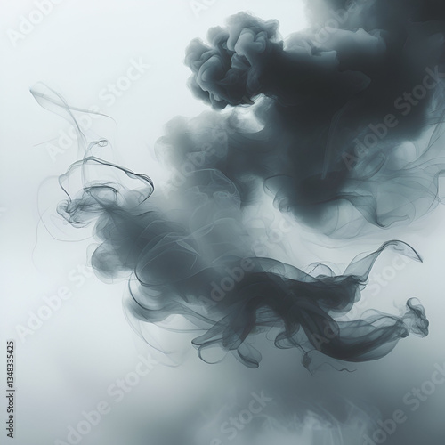 Realistic Black Smoke & Fog Overlay – Isolated on White Background