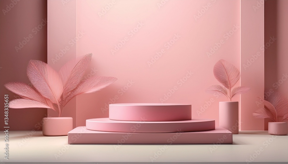 minimalistic podium design with soft pink tones in a modern aesthetic minimalistic podium design with soft pink tones in a modern aesthetic