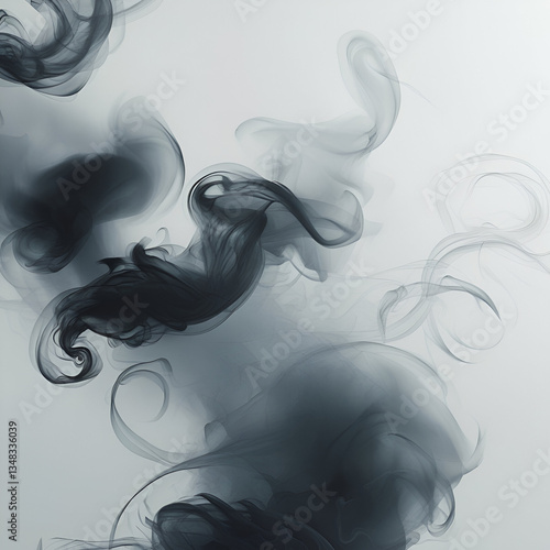 Realistic Black Smoke & Fog Overlay – Isolated on White Background