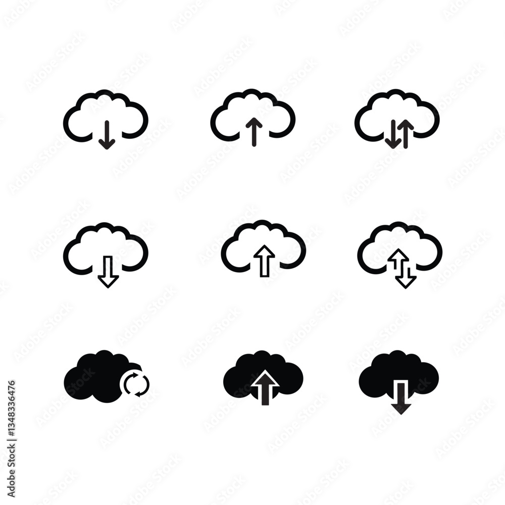 Cloud icon, Database, online storage, network service related vector icon set. Cloud icon, Database, online storage, network service related vector icon set.