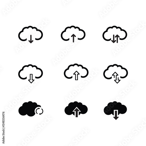 Cloud icon, Database, online storage, network service related vector icon set.