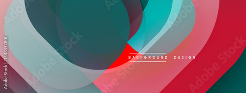 Circular abstract design with overlapping translucent circles and round shapes, blending gradients and smooth curves, creating depth, contrast, and a dynamic visual effect