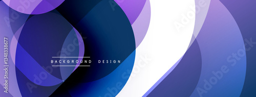 Circular abstract design with overlapping translucent circles and round shapes, blending gradients and smooth curves, creating depth, contrast, and a dynamic visual effect