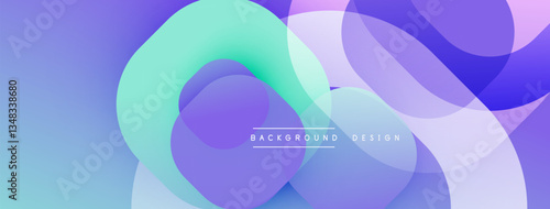 Circular abstract design with overlapping translucent circles and round shapes, blending gradients and smooth curves, creating depth, contrast, and a dynamic visual effect