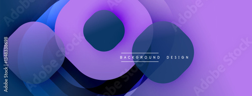 Circular abstract design with overlapping translucent circles and round shapes, blending gradients and smooth curves, creating depth, contrast, and a dynamic visual effect