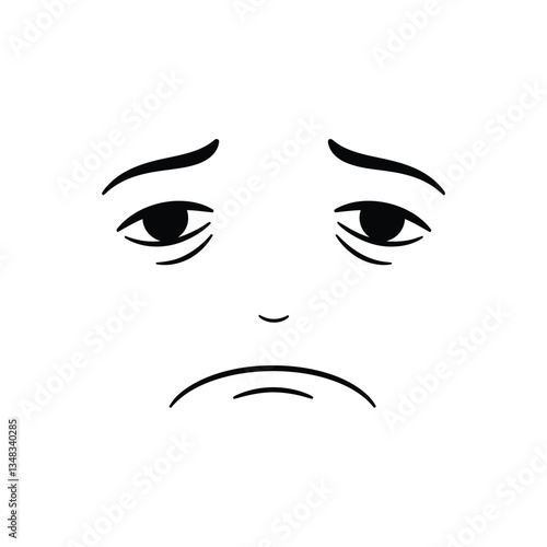 Sad Downcast Face Vector Illustration
