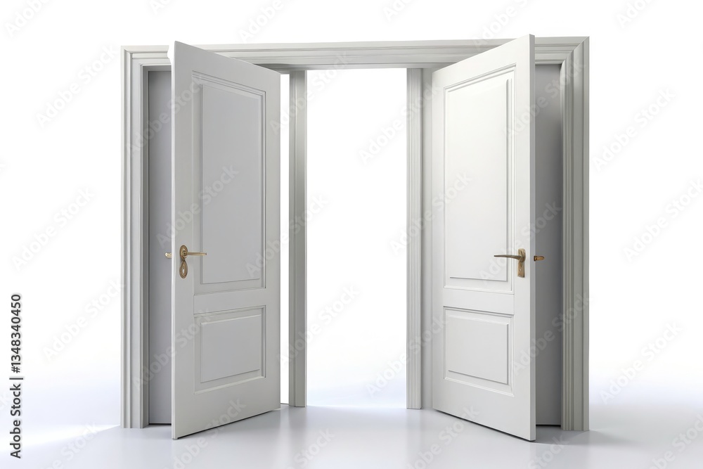 Open & Closed Doors: Choice, Business Success 3D Render High Depth of Field Open & Closed Doors: Choice, Business Success 3D Render High Depth of Field