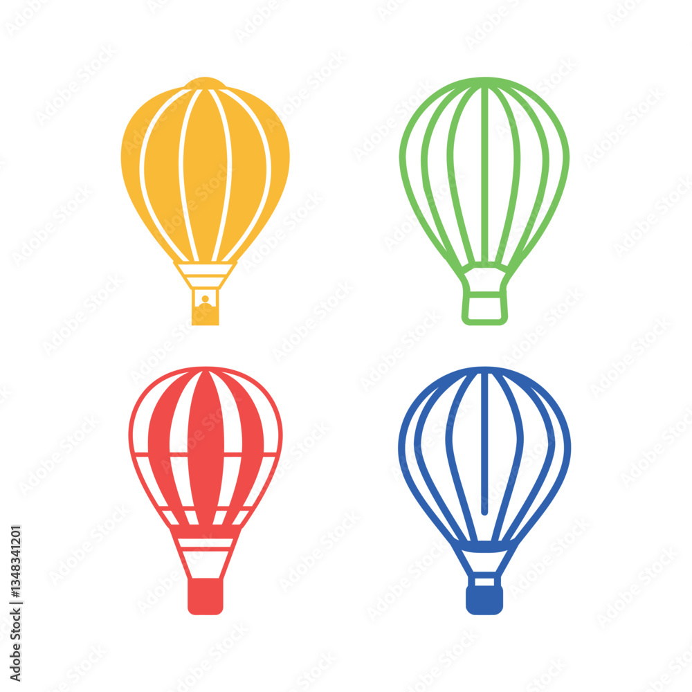 Fototapeta premium Set of Air balloon icons. Simple flat icon set isolated on white background
