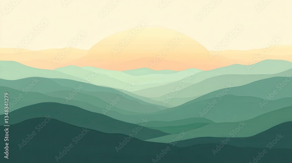 Obraz premium Stunning Mountain Sunrise: A Breathtaking Landscape Painting