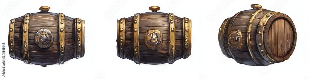 Fototapeta premium Wooden Casks with Metal Bands