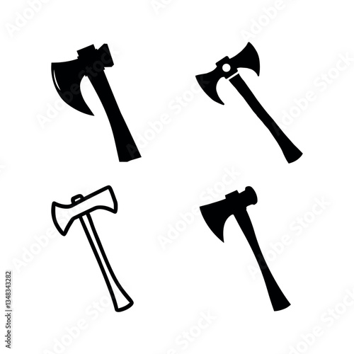 Set of Axe icons. Simple flat icon set isolated on white background