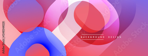 Circular abstract design with overlapping translucent circles and round shapes, blending gradients and smooth curves, creating depth, contrast, and a dynamic visual effect