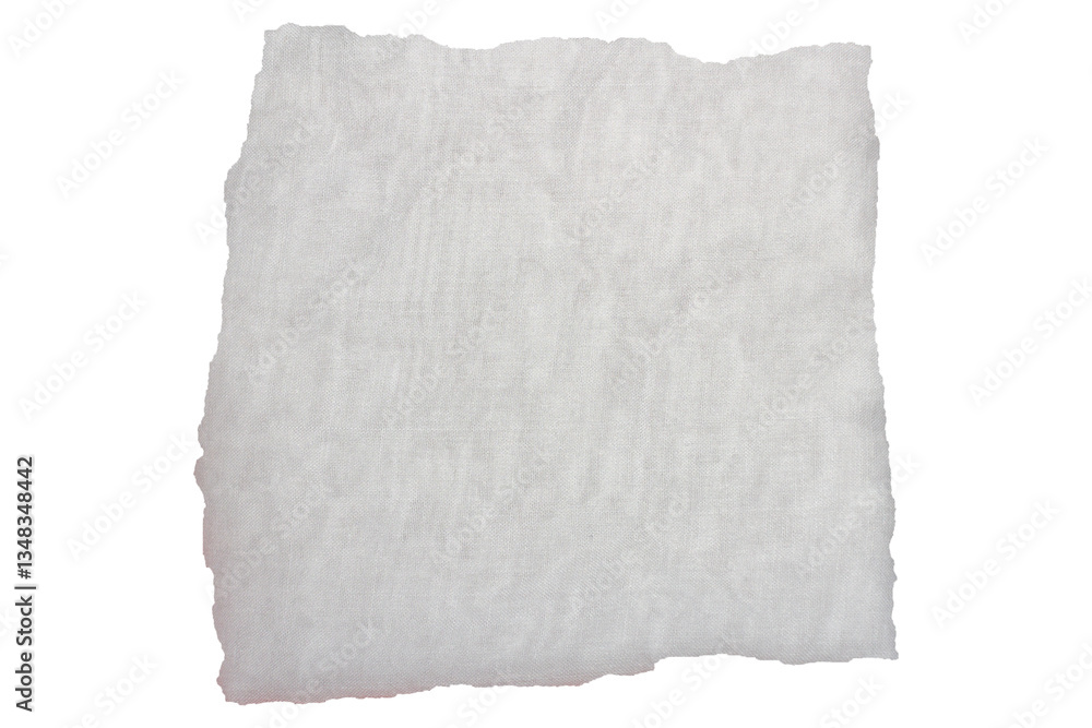 Torn White Fabric Square Piece with Rough Edges on Transparent Background Torn White Fabric Square Piece with Rough Edges on Transparent Background
