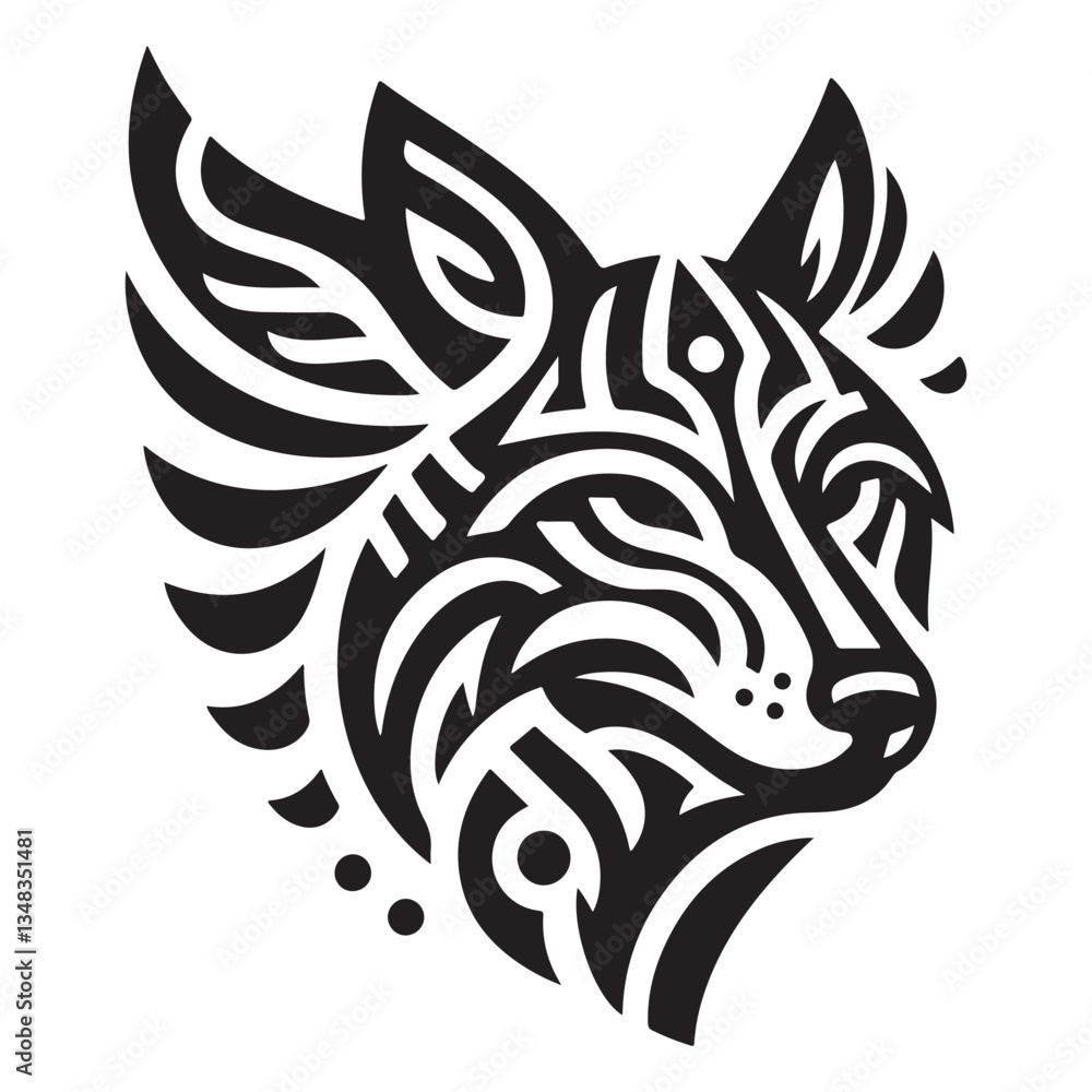 Intricate vector artwork of a tribal fox head Intricate vector artwork of a tribal fox head