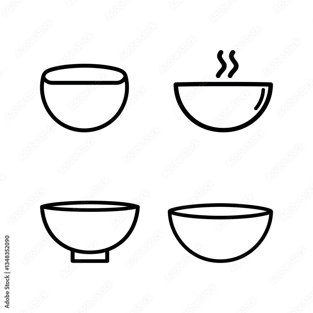 Set of Bowl icons. Simple flat icon set isolated on white background Set of Bowl icons. Simple flat icon set isolated on white background