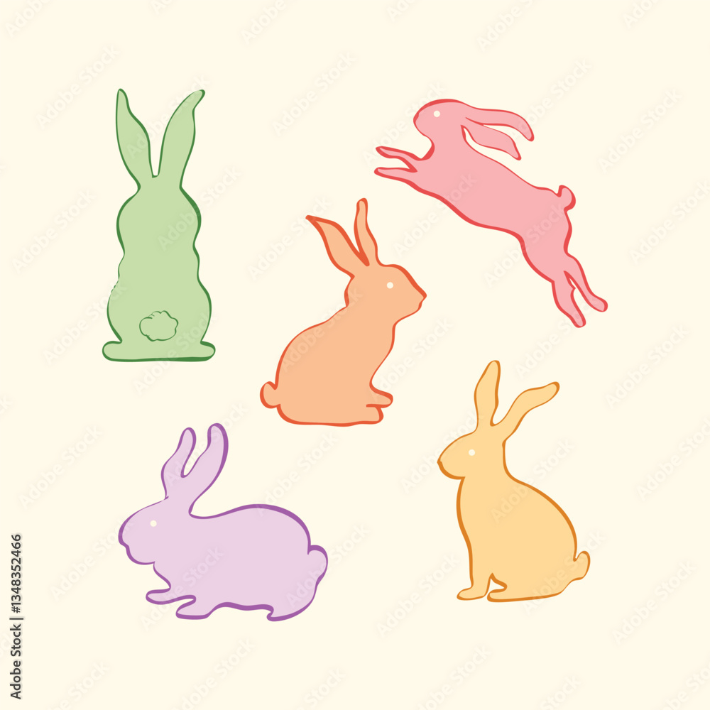 Obraz premium Pastel Bunny Silhouettes