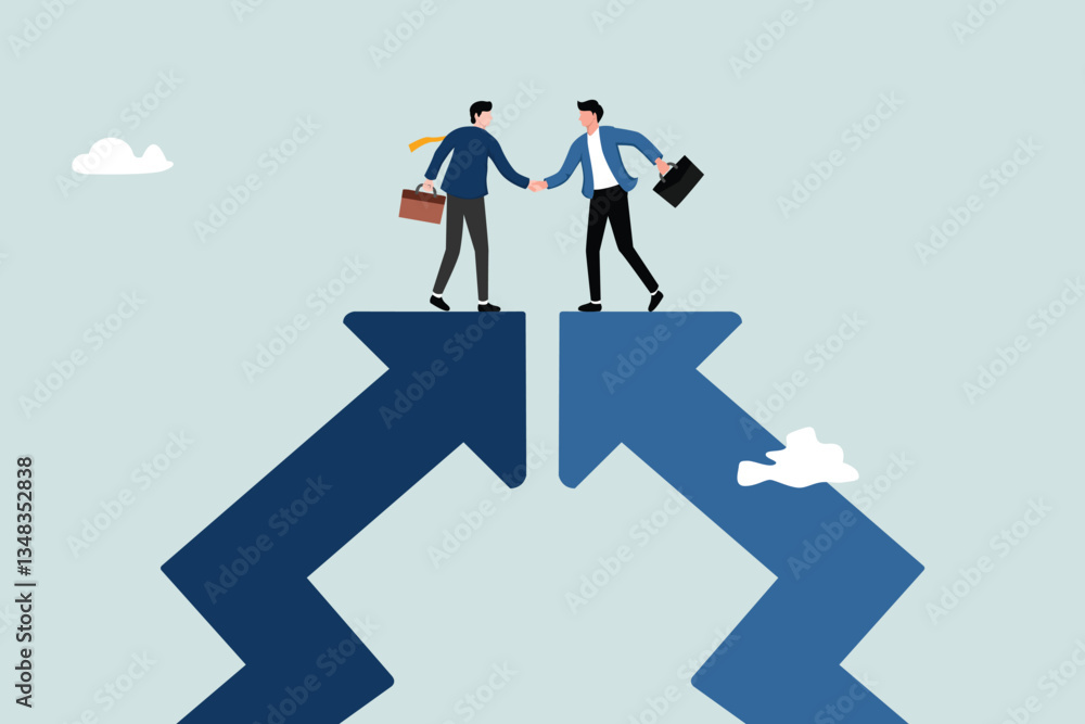 Cooperation partnership, work together for success, team collaboration, agreement or negotiation, collaborate concept, businessmen handshake on growth arrow joining connection agree to work Cooperation partnership, work together for success, team collaboration, agreement or negotiation, collaborate concept, businessmen handshake on growth arrow joining connection agree to work