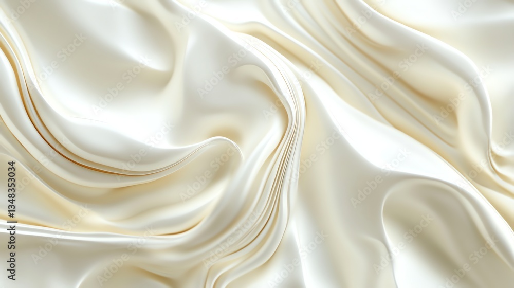 Wavy Beige Silk Fabric Background Texture with Subtle Shine and Folds Wavy Beige Silk Fabric Background Texture with Subtle Shine and Folds