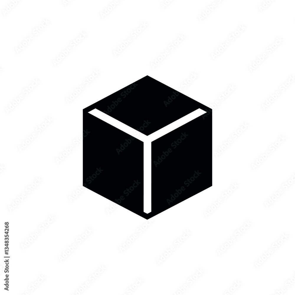 Box icon. Simple black box icon on white background Box icon. Simple black box icon on white background