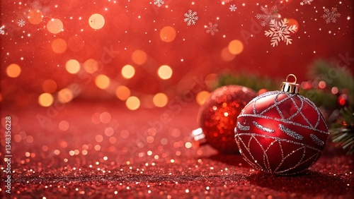 Festive Christmas Decorations with Red Ornaments