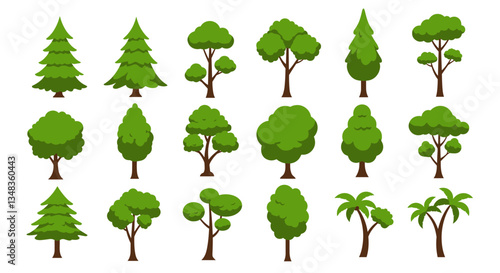 Assorted Green Trees in Vector Art Style