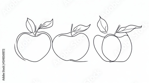 Simple Line Art Apples and Peaches - Coloring Page for Kids
