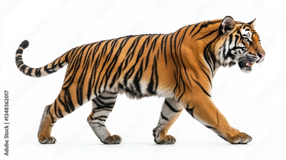 Obraz premium Majestic tiger walking gracefully in studio environment captured wildlife image for nature lovers