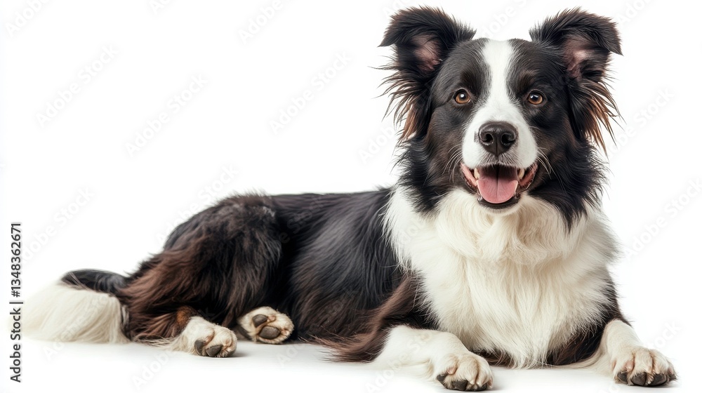Joyful dog pose studio setting pet photography indoor environment close-up view animal portrait concept Joyful dog pose studio setting pet photography indoor environment close-up view animal portrait concept