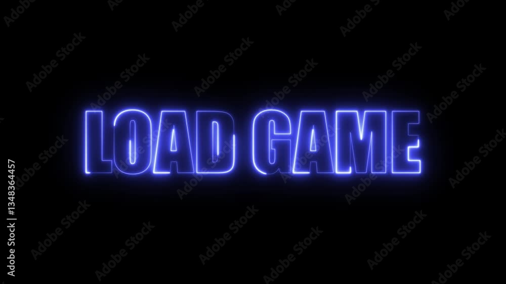 LOAD GAME neon text loop animation on black background LOAD GAME neon text loop animation on black background