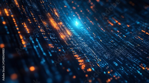 Abstract rendering depicting digital data and dynamic electronic pathways visually