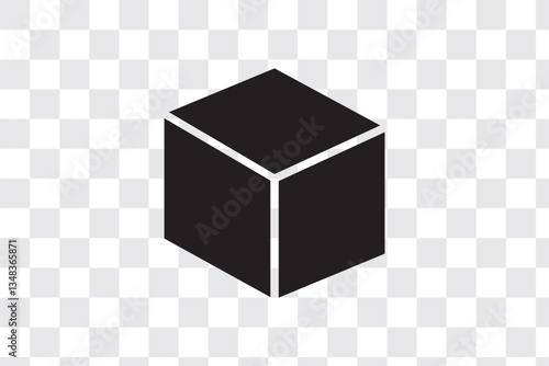 3D cube UI icon, cube simple line user interface vector symbol
