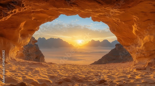 Sunrise over mountain valley wadi rum nature photography desert landscape scenic view tranquil moment