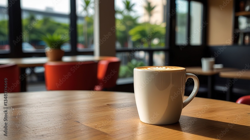 Hot latte coffee put on table in cafe restaurant drink breakfast in the morning day Hot latte coffee put on table in cafe restaurant drink breakfast in the morning day