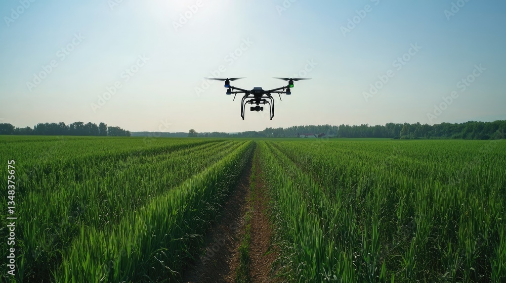 Drone Surveying Green Wheat Field. (1) Drone Surveying Green Wheat Field. (1)
